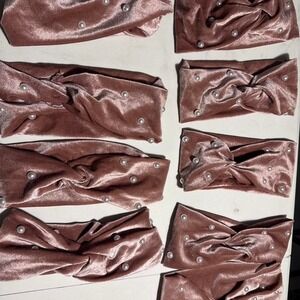 Girls Blush Velvet Twisted Headband Faux Pearl Embellished Hair Accessory